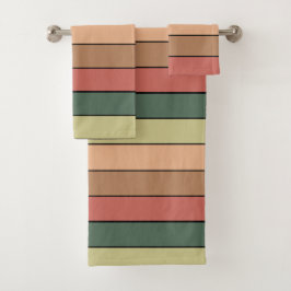 Terracotta Bruin Groen Zwart Op Aquarelpapier Bad Handdoek