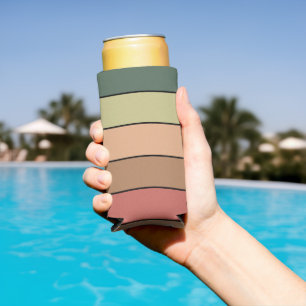 Terracotta Bruin Groen Zwart Op Aquarelpapier Seltzer Blikjeskoeler