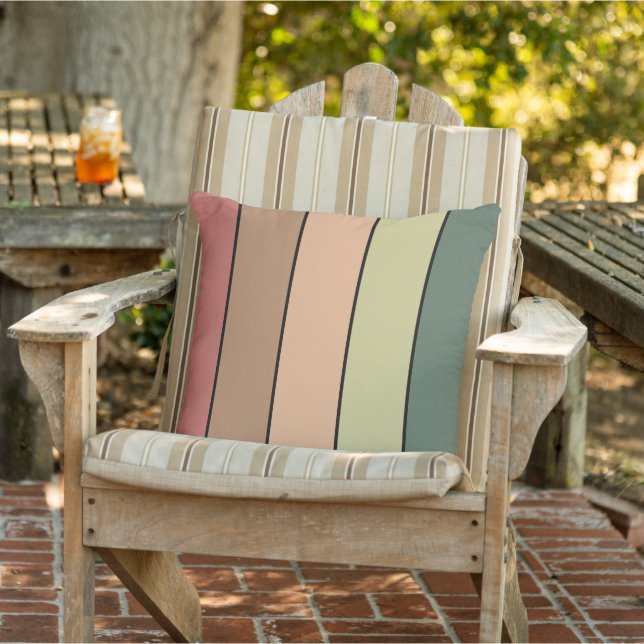 Terracotta bruin groen zwart op Waterverf papier Buitenkussen (Stoel)