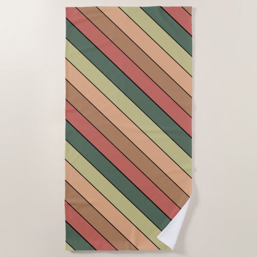 Terracotta bruin groen zwart op Waterverf papier Strandlaken (Voorkant)