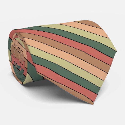 Terracotta bruin groen zwart op Waterverf papier Stropdas (Opgerold)