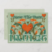 Terracotta Bruin Groene Aarde Tonen Save The Date Aankondigingskaart (Voorkant / Achterkant)