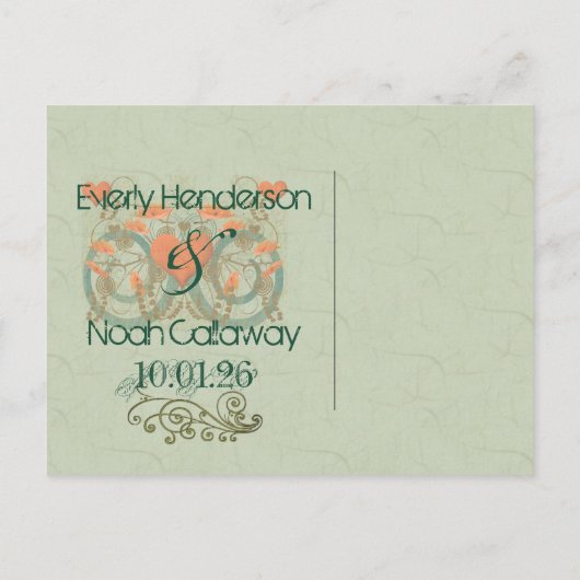 Terracotta Bruin Groene Aarde Tonen Save The Date Aankondigingskaart (Achterkant)