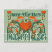 Terracotta Bruin Groene Aarde Tonen Save The Date Aankondigingskaart (Voorkant)