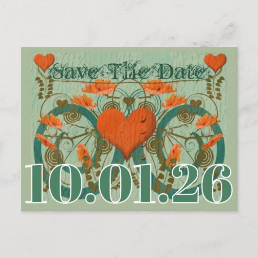 Terracotta Bruin Groene Aarde Tonen Save The Date Aankondigingskaart (Voorkant)