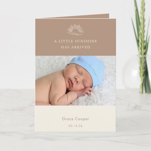 Terracotta Bruine Boho Foto Geboorteaankondigingsk Kaart (Voorkant)