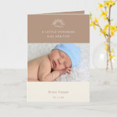 Terracotta Bruine Boho Foto Geboorteaankondigingsk Kaart (Gele Bloem)