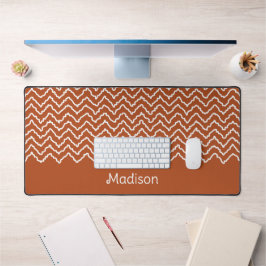 Terracotta Bruine Golvende Chevron Zigzag Patroon Bureaumat