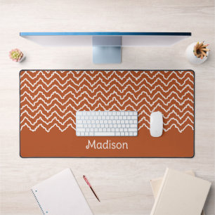 Terracotta Bruine Golvende Chevron Zigzag Patroon Bureaumat