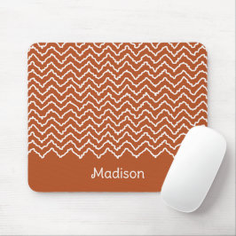 Terracotta Bruine Golvende Chevron Zigzag Patroon Muismat