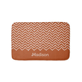 Terracotta Bruine Kronkelende Chevron Zigzag Met N Badmat