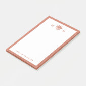 Terracotta Bruine Lotus Monogram Post-it® Notes (Schuin)