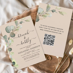 Terracotta Brunch & Bubbly QR Code Uitnodiging