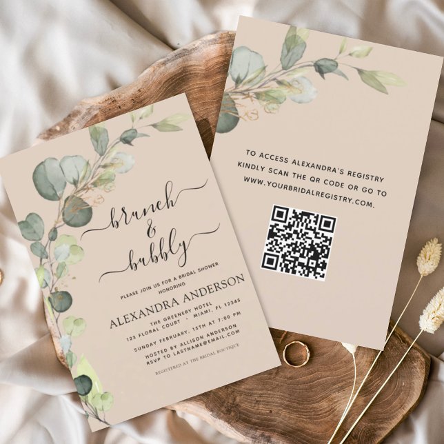 Terracotta Brunch & Bubbly QR Code Uitnodiging (Creator heeft geüpload)