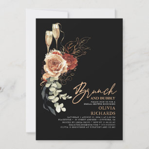 Terracotta Brunch en Bubbly Zwart Vrijgezellenfees Kaart