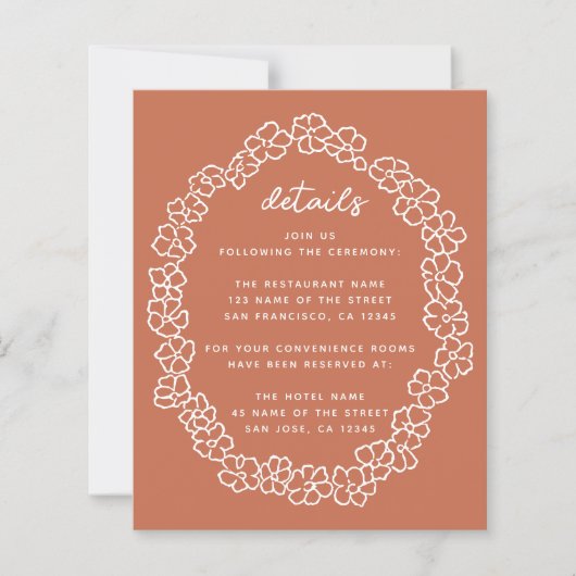 Terracotta Budget Bloemenkrans Bruiloft Details (Voorkant)