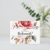 Terracotta Burgundy Blush Floral Bridesmaid Briefkaart (Staand voorkant)