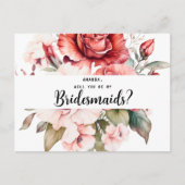 Terracotta Burgundy Blush Floral Bridesmaid Briefkaart (Voorkant)