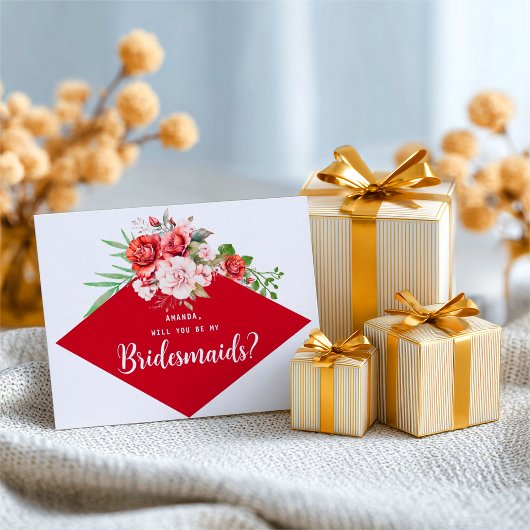 Terracotta Burgundy Blush Floral Bridesmaid Briefkaart