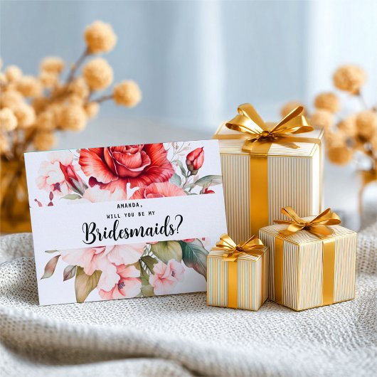 Terracotta Burgundy Blush Floral Bridesmaid Briefkaart