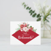 Terracotta Burgundy Blush Floral Bridesmaid Briefkaart (Staand voorkant)