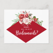 Terracotta Burgundy Blush Floral Bridesmaid Briefkaart (Voorkant)
