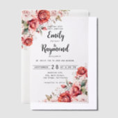 Terracotta Burgundy Blush Floral Vellum Overlay Uitnodigingen (Offset)