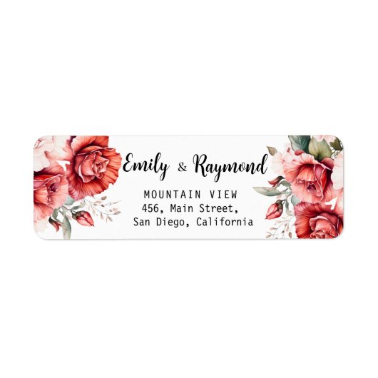 Terracotta Burgundy Blush Floral  Wedding Address Etiket (Voorkant)