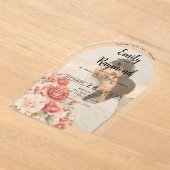 Terracotta Burgundy Blush Floral Wedding Arch Acryl Uitnodigingen (Laagn)