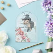 Terracotta Burgundy Blush Floral Wedding Arch Acryl Uitnodigingen (Insitu (Huwelijk))