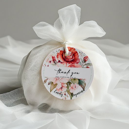 Terracotta Burgundy Blush Floral Wedding  Bedankjes Labels