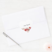 Terracotta Burgundy Blush Floral Wedding  Hart Sticker (Envelop)