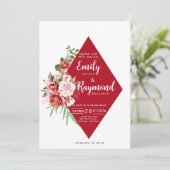 Terracotta Burgundy Blush Floral Wedding  Kaart (Staand voorkant)