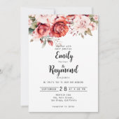 Terracotta Burgundy Blush Floral Wedding  Kaart (Voorkant)