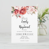 Terracotta Burgundy Blush Floral Wedding  Kaart (Staand voorkant)