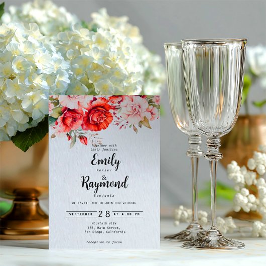 Terracotta Burgundy Blush Floral Wedding  Kaart