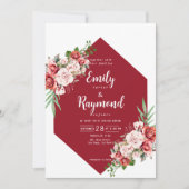 Terracotta Burgundy Blush Floral Wedding  Kaart (Voorkant)