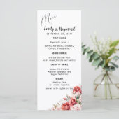 Terracotta Burgundy Blush Floral Wedding Menu (Staand voorkant)
