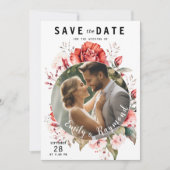 Terracotta Burgundy Blush Floral Wedding Photo Save The Date (Voorkant)
