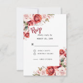 Terracotta Burgundy Blush Floral  Wedding  RSVP Kaartje (Voorkant)