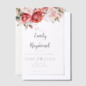 Terracotta Burgundy Blush Floral Wedding Vellum Uitnodigingen (Offset)