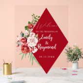 Terracotta Burgundy Blush Floral Wedding Welcome Acryl Bord (Huwelijk)