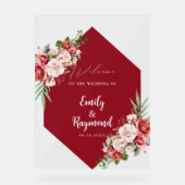 Terracotta Burgundy Blush Floral Wedding Welcome Acryl Bord (Voorkant)
