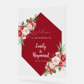 Terracotta Burgundy Blush Floral Wedding Welcome Acryl Bord (Hoek)