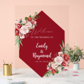 Terracotta Burgundy Blush Floral Wedding Welcome Acryl Bord (Huwelijk)