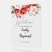 Terracotta Burgundy Blush Floral Wedding Welcome Acryl Bord (Hoek)