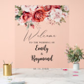 Terracotta Burgundy Blush Floral Wedding Welcome Acryl Bord (Huwelijk)