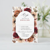 Terracotta Burgundy Greenery Geometric Wedding RSVP Kaartje (Staand voorkant)