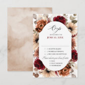Terracotta Burgundy Greenery Geometric Wedding RSVP Kaartje (Voorkant / Achterkant)