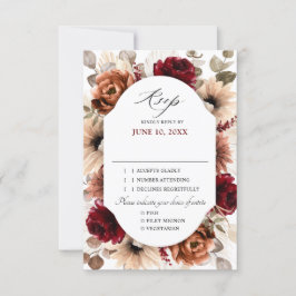 Terracotta Burgundy Greenery Geometric Wedding RSVP Kaartje